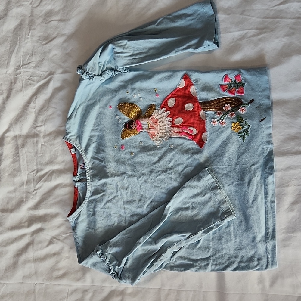 Mini Boden fairy long sleeve embroidered shirt 5-6